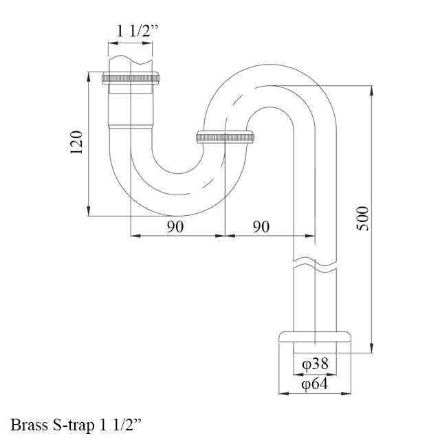 brass s-trap φ38 brass s-trap φ38