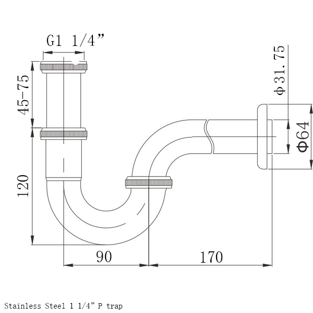 Stainless Steel &phi;32 P trap