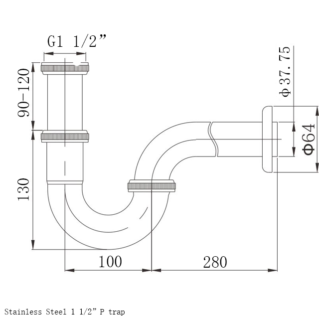 Stainless Steel &phi;38 P trap